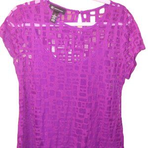 Purple Sheer Geometric Print Blouse